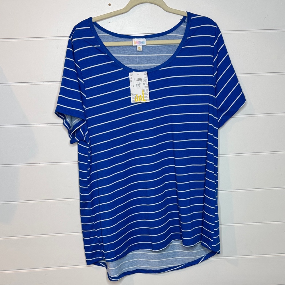 LuLaRoe Classic T  Blue Striped Short Sleeve Top